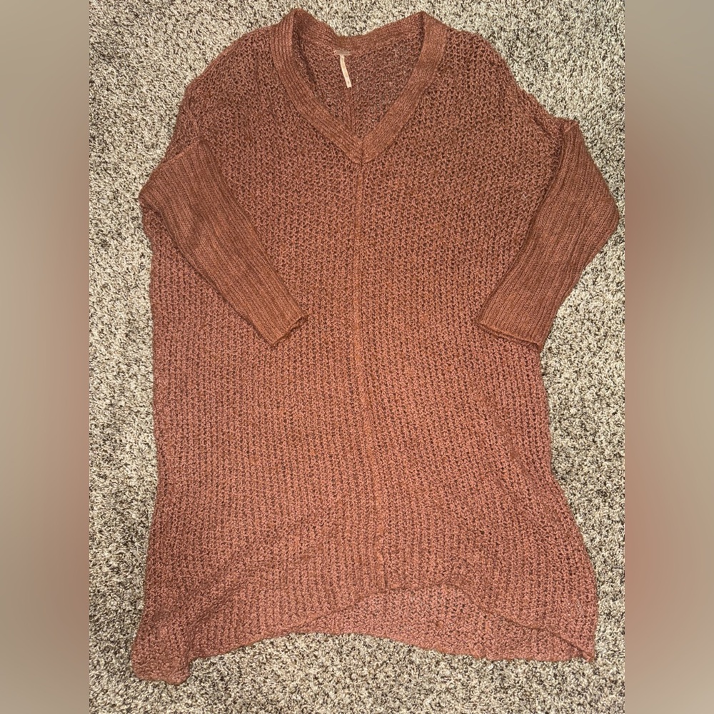 Free People V-Neck Sweater in Warm Rust‎